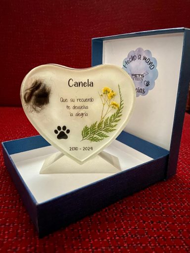 60 € - Corazón con pelo y/o cenizas encapsuladas 10x10 cm